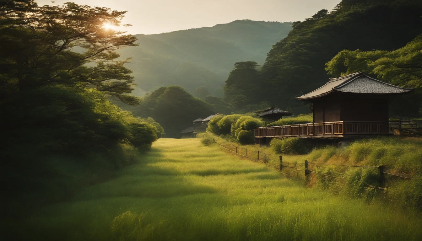 Summer morning,Japan countryside,Refreshing breeze