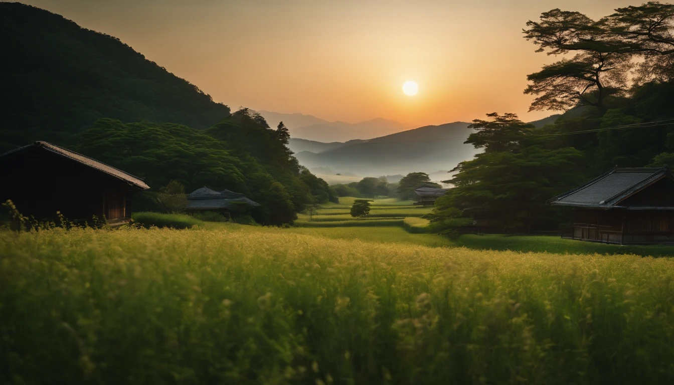 Summer morning,Japan countryside,Refreshing breeze