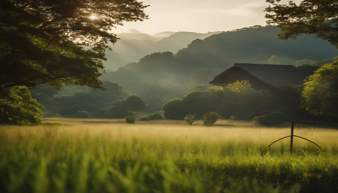 Summer morning,Japan countryside,Refreshing breeze