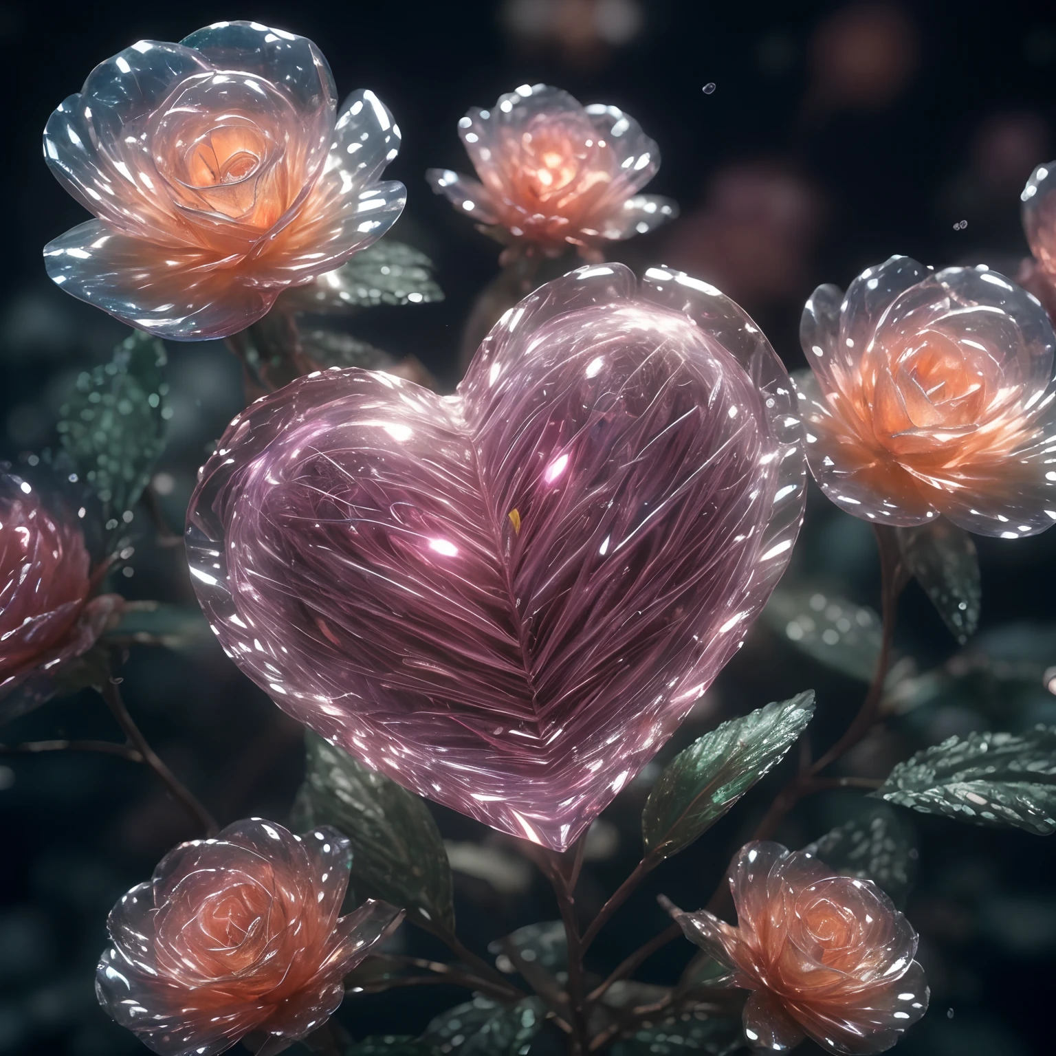 Flower, shiny, rain, sparkles, 10k hd, love, light, hyper realistic, colorful, ethereal, other worldly, unique, glowing flower, sparkling, hyper 3d, sparkling flower, crystal, planet, flower mutated, gorgeous, heart, crystal heart flower, rain, heart flower, human heart, human heart shaped flower, biological human heart, flower blooming on another planet, love protection