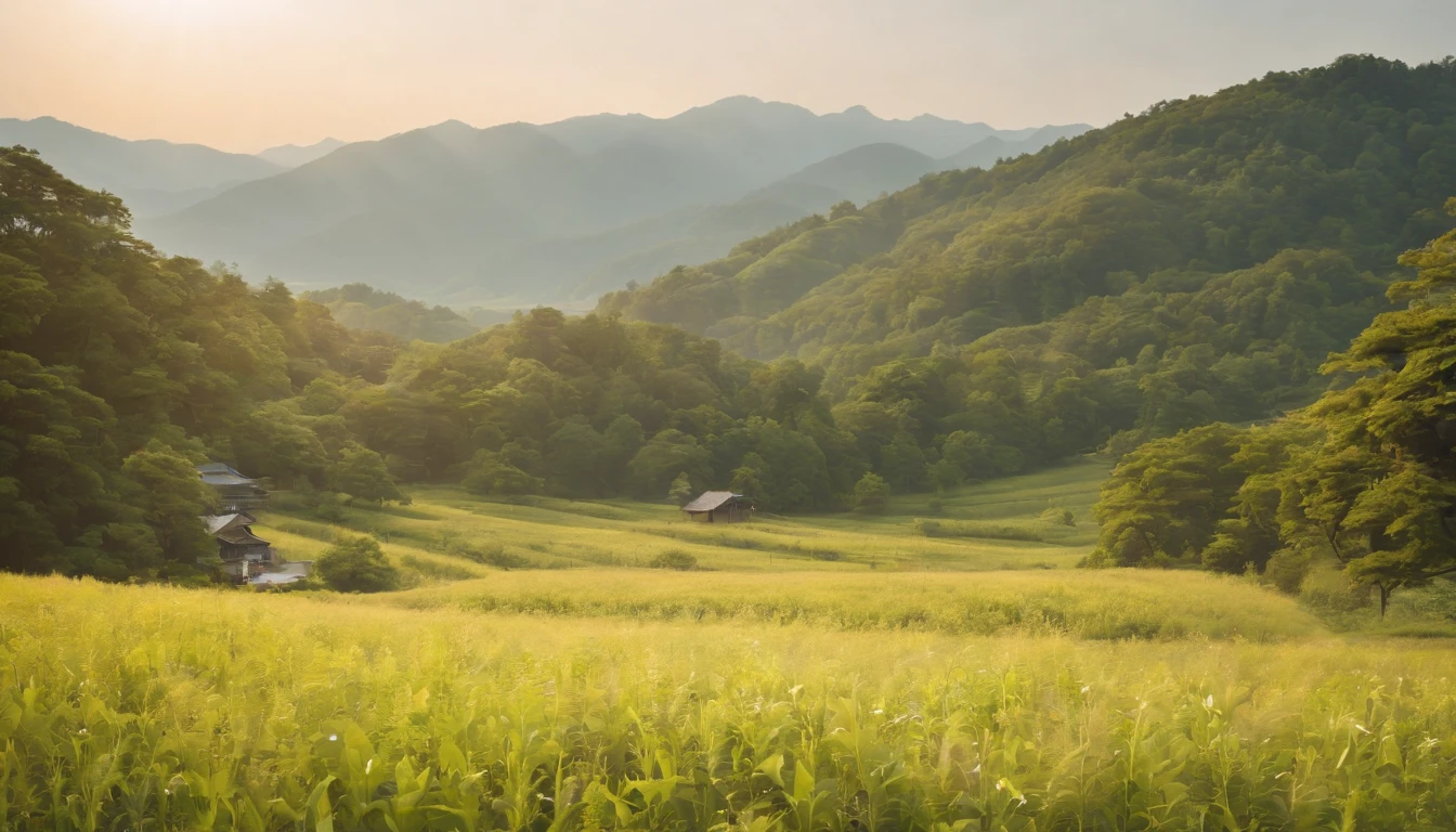 Summer morning,Japan countryside,Refreshing breeze