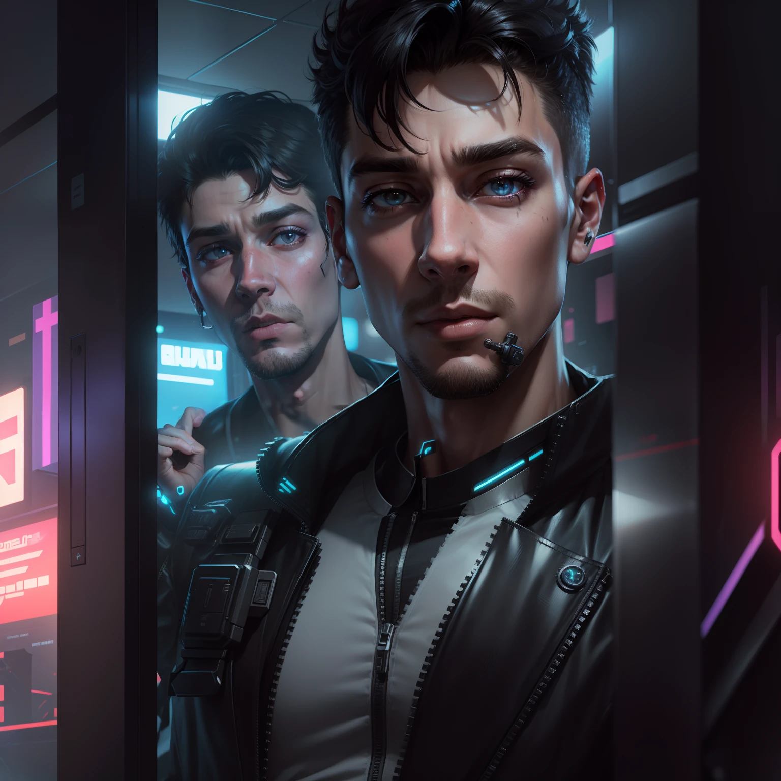 change background, cyberpunk handsomeboy,realistic face,8k,ultra realistic