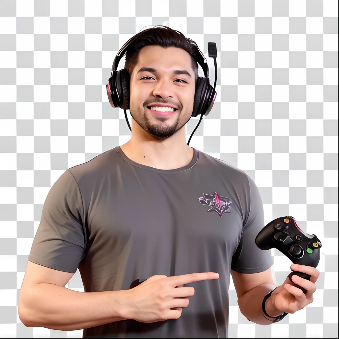 homem arafed com fones de ouvido segurando um controle e apontando para ele, item de videogame, Avatar de videogame, video game character, usando fone de ouvido para jogos, Streamer do Twitch / Jogador Ludwig, usando um fone de ouvido para jogos, personagem de videogame, Video game style, plano de fundo removido, video - game, Streamer do Twitch, PNG descompactado, em fundo claro, h3h3, playing video games