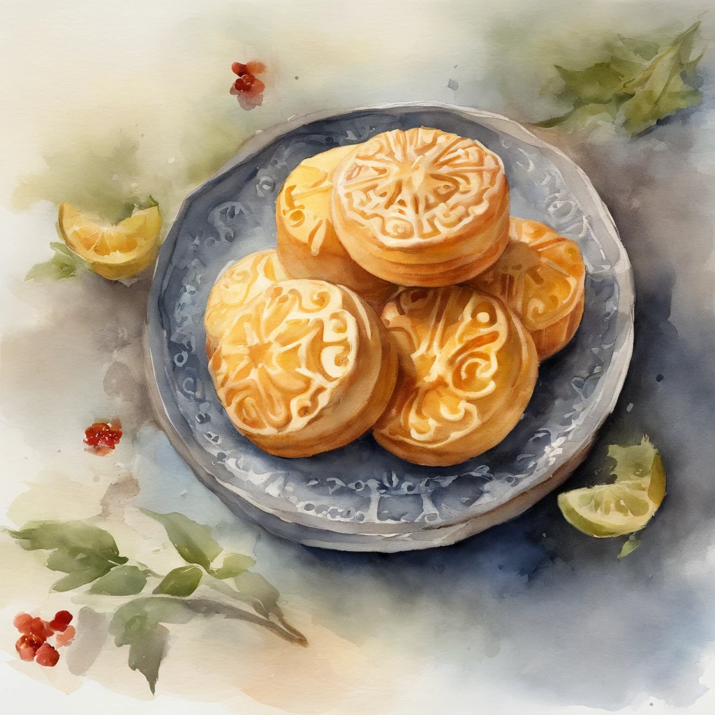 A plate of moon cake on a round paper tube, Ein Mond in Form eines Buchstabens, Sternennacht, Dichter Nebel am Boden, Blaues Licht am Horizont, Unreal Engine 5, filmisch, Fotografie mit niedrigem Winkel, motion blur, Depth of field,, Hyper-detailliert, beautiful, Wahnsinnige Details, Komplizierte Details, Redaktionelle Fotografie, Aufnahme mit einem 50-mm-Objektiv, Depth of field, Tilt Blur, Verschlusszeit 1/1000, f/22. Lightmaps, Super hell