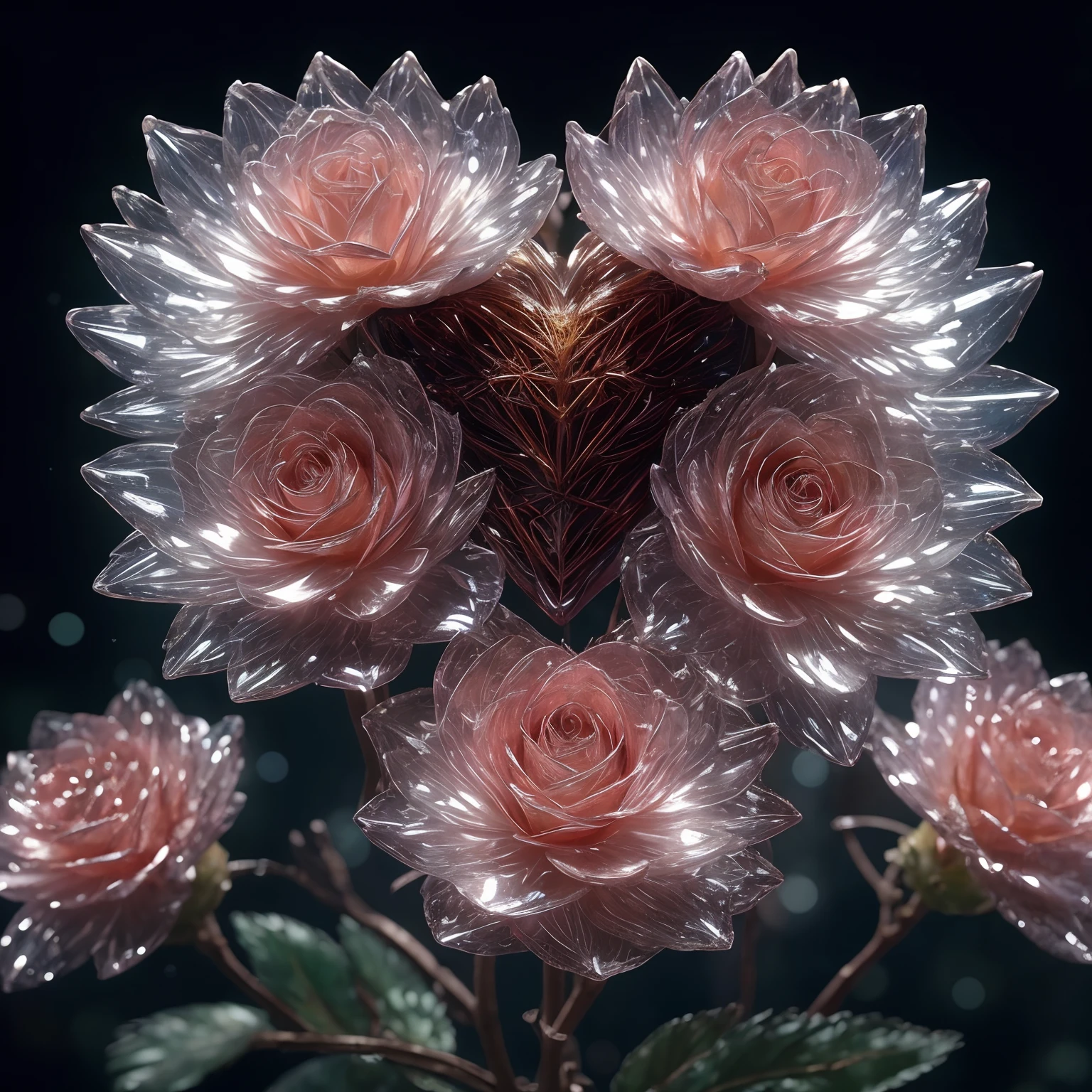 Flower, shiny, rain, sparkles, 10k hd, love, light, hyper realistic, colorful, ethereal, other worldly, unique, glowing flower, sparkling, hyper 3d, sparkling flower, crystal, planet, flower mutated, gorgeous, heart, crystal heart flower, rain, heart flower, human heart, human heart shaped flower, biological human heart, flower blooming on another planet, love protection
