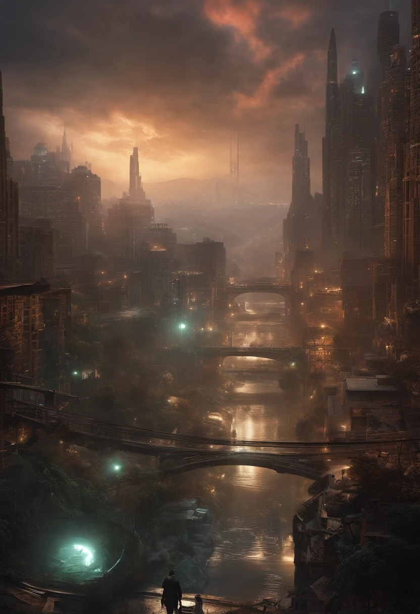 Generate a picture of a dystopian world controlled by advanced AI technology. Describir un mundo donde la IA se ha hecho cargo de la gobernanza y el control de todos los aspectos de la sociedad. Destacar la naturaleza opresiva de la sociedad controlada por la IA, donde la disidencia y la resistencia son reprimidas sin piedad. Your image must convey the loss of humanity and dominance of AI in this dystopian reality..
