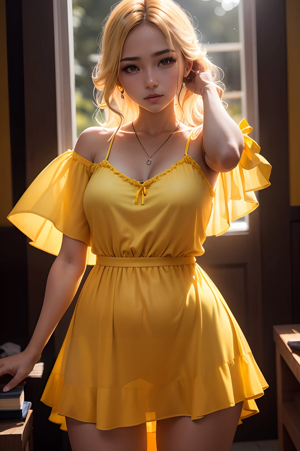Mujer con un vestido amarillo transparente posando para una foto, con un vestido amarillo, Rodando en la hora dorada, En la hora dorada, Recording with Sony A 7 III, Luz del sol de la hora dorada, Disparo con la Nikon Z9, Durante la hora dorada, En la hora dorada, Hora dorada brillante, photo taken with sony a7r camera, Disparo con Canon EOS R5