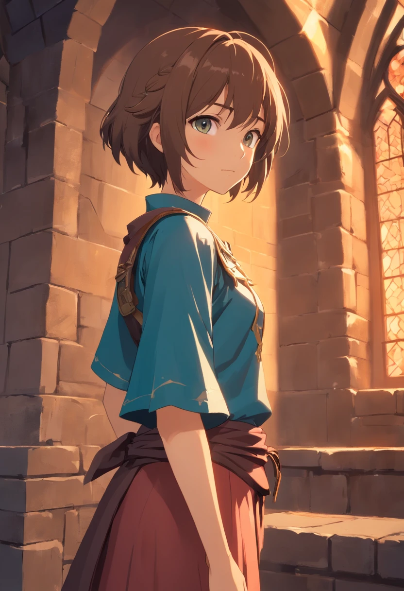 <lora:pony_xl_ki:0.8>,ki,score_9,score_8_up,score_7_up,source_anime,1girl,solo,short dress,short sleeves,brown gloves,elbow gloves,fingerless gloves,blue necklace,dungeon,wall of blocks,cobblestone,dark background,maze,i lost my way,teary eyes,sweat,flustered,impatience,standing,wavy mouth,hands_on_own_chest,upper_body,looking_up,