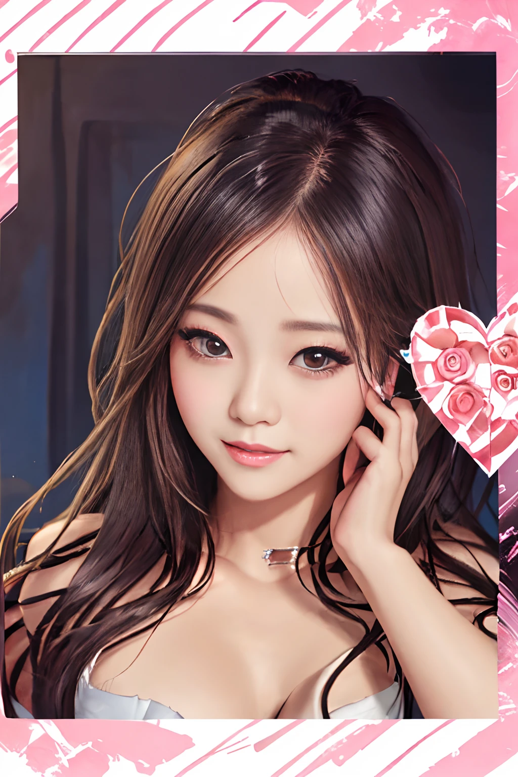 Close-up of a girl , Palace , beautiful portrait image, valentine, Realistic, Kawaii realistic portrait, high quality portrait, popular korean makeup,naked