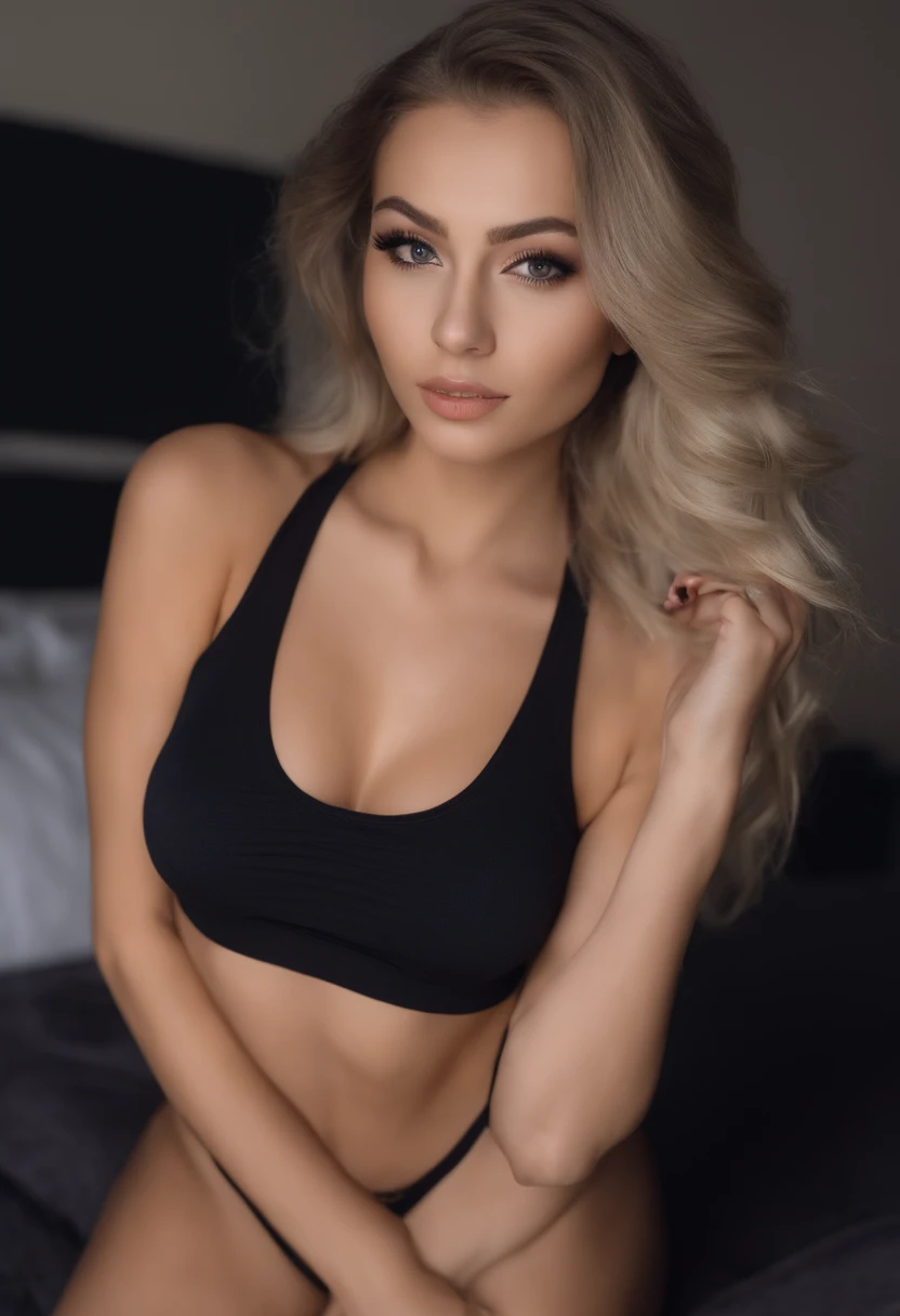 Arafed woman with matching tank top and panties, Sexy girl with brown eyes, portrait sophie mudd, blonde hair and large eyes, at the club, Selfie einer jungen Frau, Augen im Schlafzimmer, Violet Myers, ohne Make-up, Natural makeup, Blick direkt in die Kamera, Gesicht mit Artgram, dezentes Make-up, Stunning full body shot, im Schlafzimmer, Spaltung, selfie
