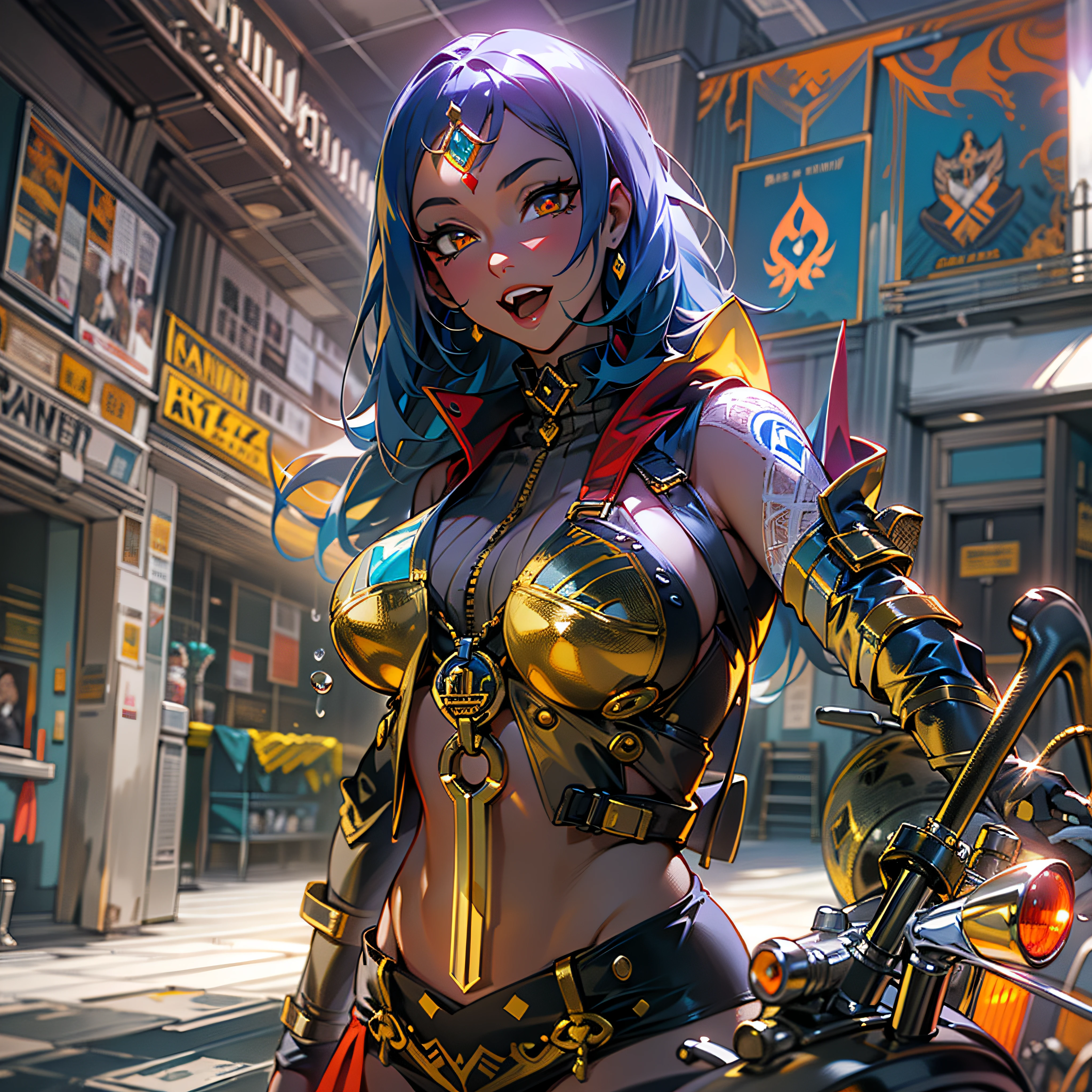 ((Best Quality)), ((Masterpiece)), (Details: 1.4), 3D, ((Image of a beautiful hornet woman in a cost-like cyberpunk suit with luxurious frills)), (Tactile antenna on head), (Cyber rapier with bee decoration), Shocker's Belt, (Optical Insect Wings), (((Add a black full-face helmet with cyberlens))), Countless Flying Bee Swarms, HDR, Ray Tracing, NVIDIA RTX, Super Resolution, Unreal 5, Subsurface Scattering, PBR Texturing, Post-Processing, Anisotropic Filtering, Depth of Field, Maximum Clarity and Sharpness, Multi-Layer Textures, Albedo and Specular Maps, Surfaces Shading, Accurate simulation of light-material interaction, Perfect proportions, Cyber Bee Woman, Purple Long Hair, Sharp Eyeliner, (Full body)), Sharp Focus, Octane Rendering, Two-tone lighting, Wide aperture, Low ISO, White Balance, Rule of Third, 8K RAW, Circuit board AI, 4k, fog, night city background, Beautiful western girl, ((smiles))