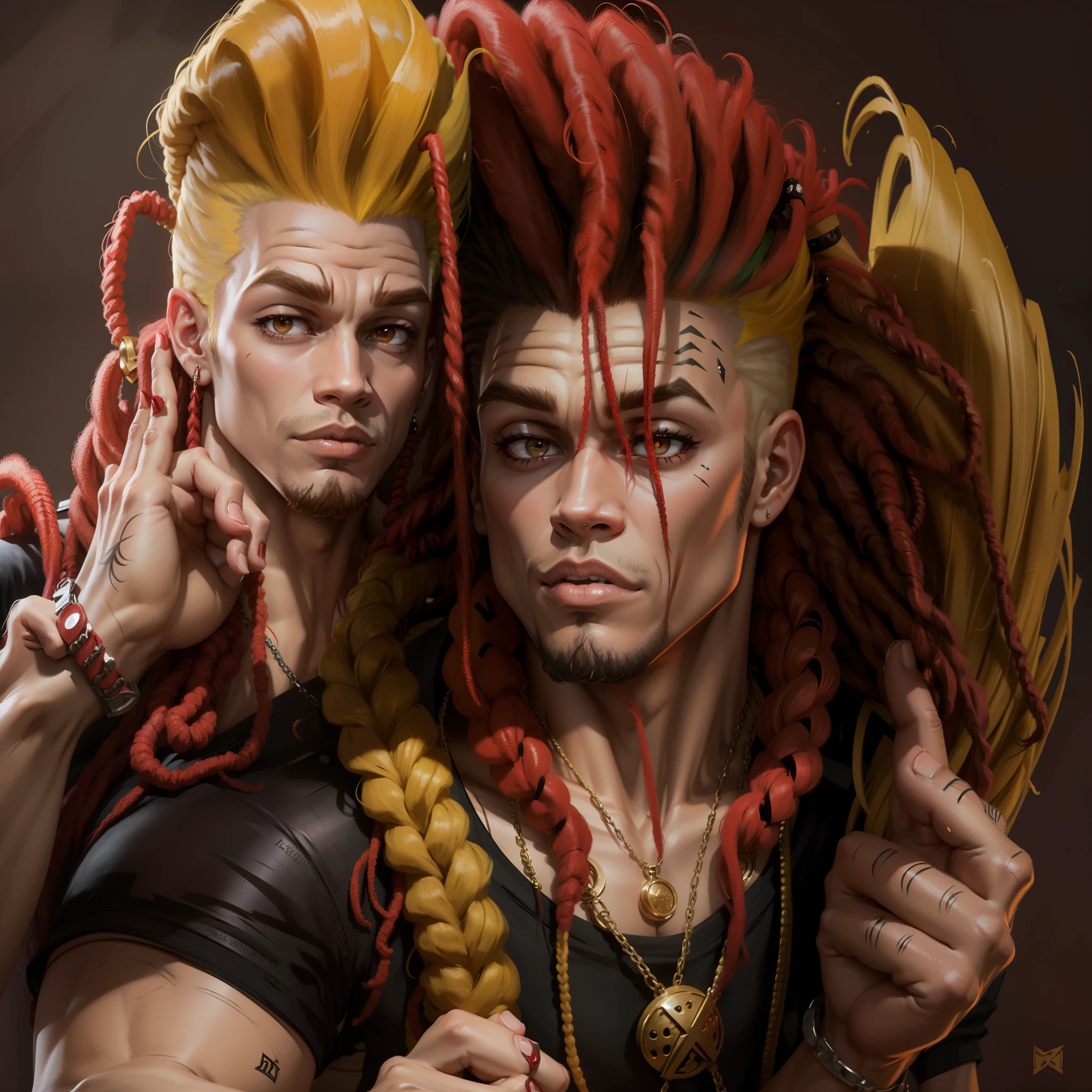 Johnny Bravo as a rapper, ((red dreadlocks)), skinny Johnny bravo cartoon