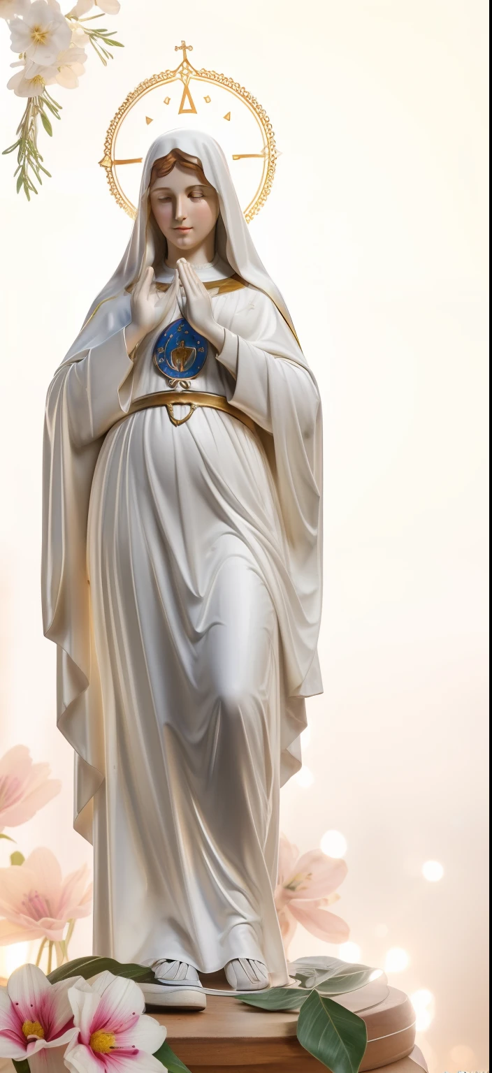 (((Blessed Virgin Mary of Mount Carmel))) Luminoso, en estilo similar al del artista WILLIAM ADOLPHE BOUGUEREAU, obra maestra, (La mejor calidad: 1.2), (super fine: 1.2), illustration, (extremadamente delicado y hermoso: 1.2), movie angle, flotante, (Hermoso ojo de detalle: 1.1), (detalle luz: 1.1), Movie Lights, Cielo delicado, ojos azules, (Cola de caballo alta: 1.1), capa, ojuelos, cielo estrellado, (light particles: 1.1) dibujo, flor. (obra maestra), (La mejor calidad), (fotorrealista:1.3), 8k, Textura detallada de la piel, Textura detallada de la tela, hermosa cara detallada, Detalles intrincados, ultra detallado (cuerpo de cuerpo entero:1.2)