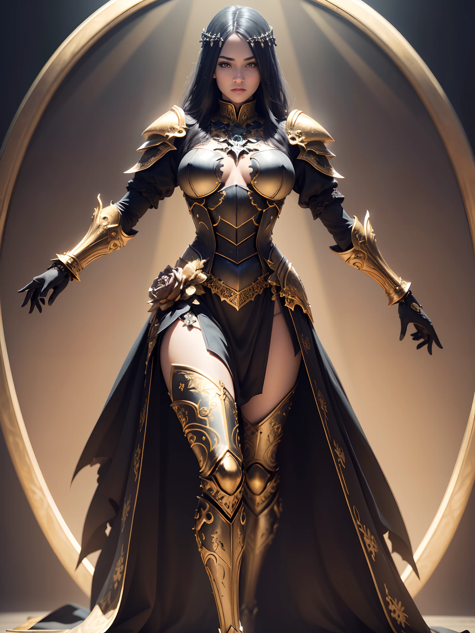skeleton knight, greatsword, master piece, full body, best quality, realistic epic, (black_marbled), (Blackwing: 1.3), intricate details, intricate patterns, golden powder, floating (golden cloth), detailed texture, glass broken, Divine Light, (((raven)), Golden Rose, gold foil, motion blur, depth of field, hologram, (medium breasts: 1.3), (realism:1.5), (Realisitc:1.4), ( Absurdity:1.4), 8k, ultra-detailed, Beautiful girl detailed, (only 1:1.4), 1girl, (Viewer facing:1.2), (Bright sunny day: 1.5), Intricate body details, (short:1.3 ), (best quality: 1.0), (Ultra Highres) : 1.0), highly detailed face and eyes, (photorealistic: 1.2)