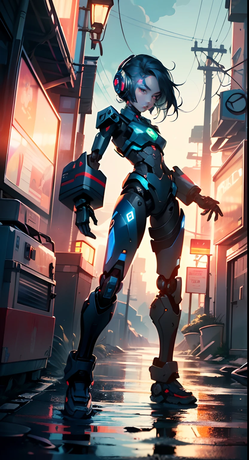 (((TV robot with mechanical arms and legs))),

(((tiny little robot chibi))) with ((((TV head)))). He has (((shaped like a cube with mechanical arms and legs))),and a (((screen on his face))) that displays emoticons and coded messages,Strange head, black tv head,detailed TV head,intricate robot,

(((Object_head,televison_head))),

(dynamic pose:1.0),solo focus,(centered,scale to fit dimensions,Rule of thirds),

cyberpunk city by the ocean at night, with bright neon signs and dark stormy clouds and puddles, scenery:1.25,

artistic photography,(photography taken by sldr),highres, sharp focus, (ultra detailed, extremely detailed), (photorealistic artwork:1.37),(extremely detailed CG unity 8k wallpaper),((synthwave background theme)),(((vibrant colors))),(intricate background),(masterpiece),(best quality)