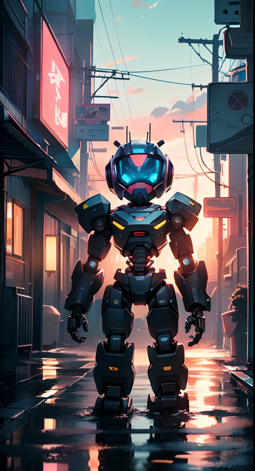 (((TV robot with mechanical arms and legs))),
(((tiny little robot chibi))) with ((((TV head)))). He has (((shaped like a cube with mechanical arms and legs))),and a (((screen on his face))) that displays emoticons and coded messages,Strange head, black tv head,detailed TV head,intricate robot,
(((Object_head,televison_head))),
(dynamic pose:1.0),solo focus,(centered,scale to fit dimensions,Rule of thirds),
cyberpunk city by the ocean at night, with bright neon signs and dark stormy clouds and puddles, scenery:1.25,
artistic photography,(photography taken by sldr),highres, sharp focus, (ultra detailed, extremely detailed), (photorealistic artwork:1.37),(extremely detailed CG unity 8k wallpaper),((synthwave background theme)),(((vibrant colors))),(intricate background),(masterpiece),(best quality)