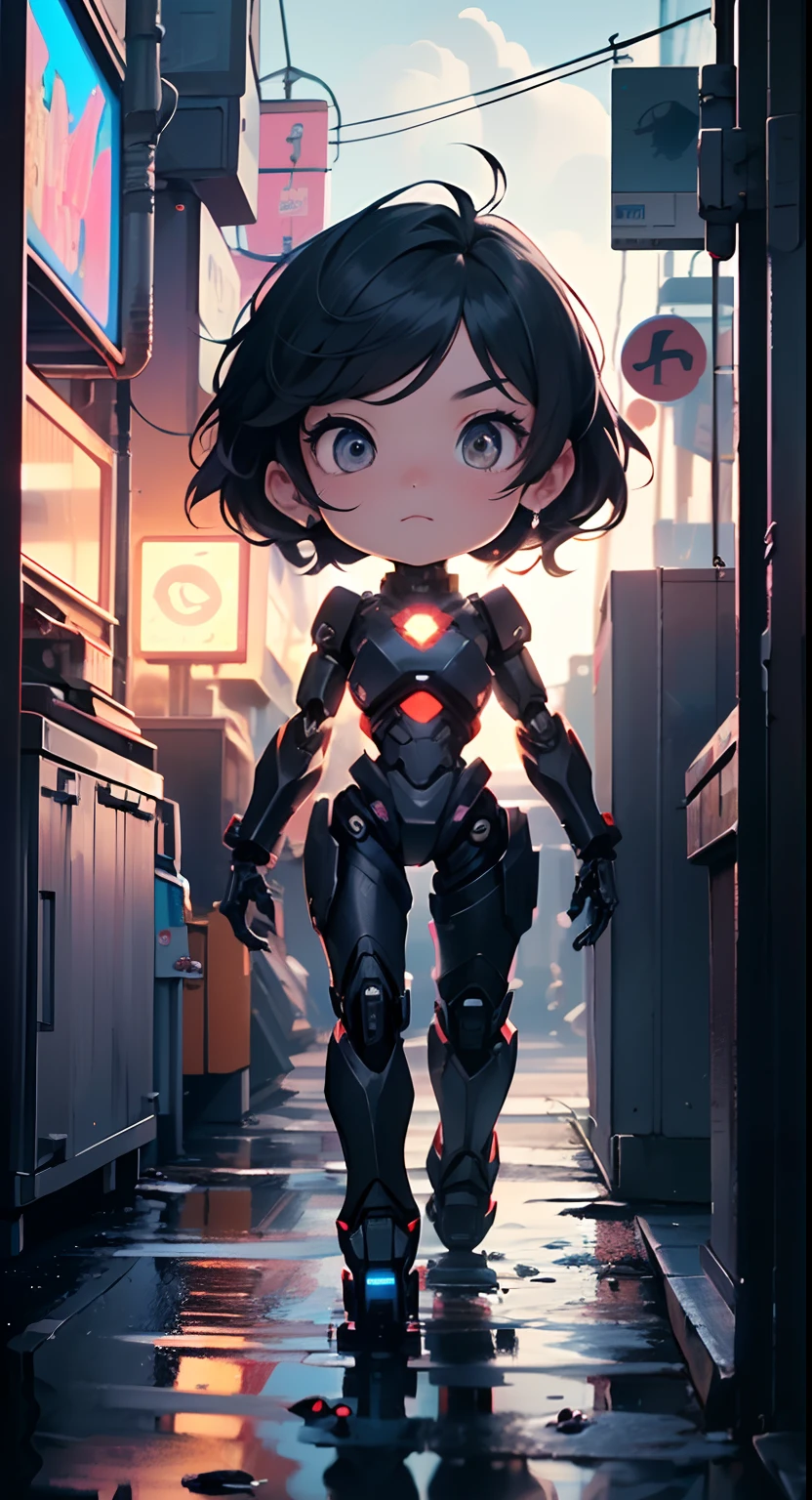 (((TV robot with mechanical arms and legs))),
(((tiny little robot chibi))) with ((((TV head)))). He has (((shaped like a cube with mechanical arms and legs))),and a (((screen on his face))) that displays emoticons and coded messages,Strange head, black tv head,detailed TV head,intricate robot,
(((Object_head,televison_head))),
(dynamic pose:1.0),solo focus,(centered,scale to fit dimensions,Rule of thirds),
cyberpunk city by the ocean at night, with bright neon signs and dark stormy clouds and puddles, scenery:1.25,
artistic photography,(photography taken by sldr),highres, sharp focus, (ultra detailed, extremely detailed), (photorealistic artwork:1.37),(extremely detailed CG unity 8k wallpaper),((synthwave background theme)),(((vibrant colors))),(intricate background),(masterpiece),(best quality)