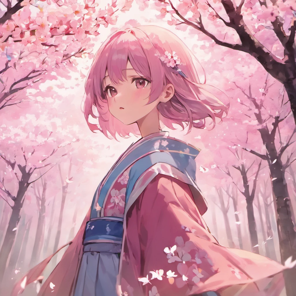 Anime girl in kimono outfit standing in front of a tree - SeaArt AI