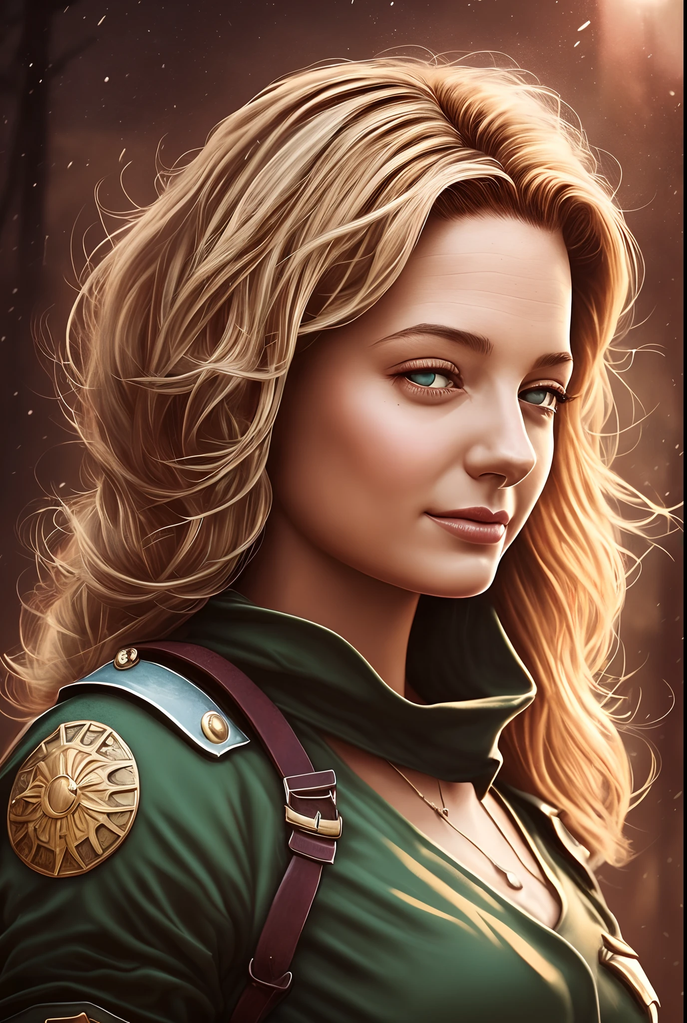 Romanticism style realistic portrait, close-up upper body ((Angelina Joly)) soldier_outfit, cool dry vintage colors, hd, UHD, intricate details, sunset, amazon jungle, dry trees, puddles of water reflecting sunbeam, Photoshop_corretions_details, greg rutkowski, cinematic shading , low_key, award-winning art, best quality 2:3 - --auto --s2
