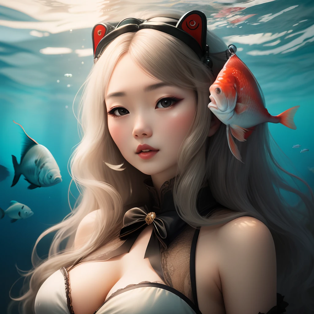Woman with fish head