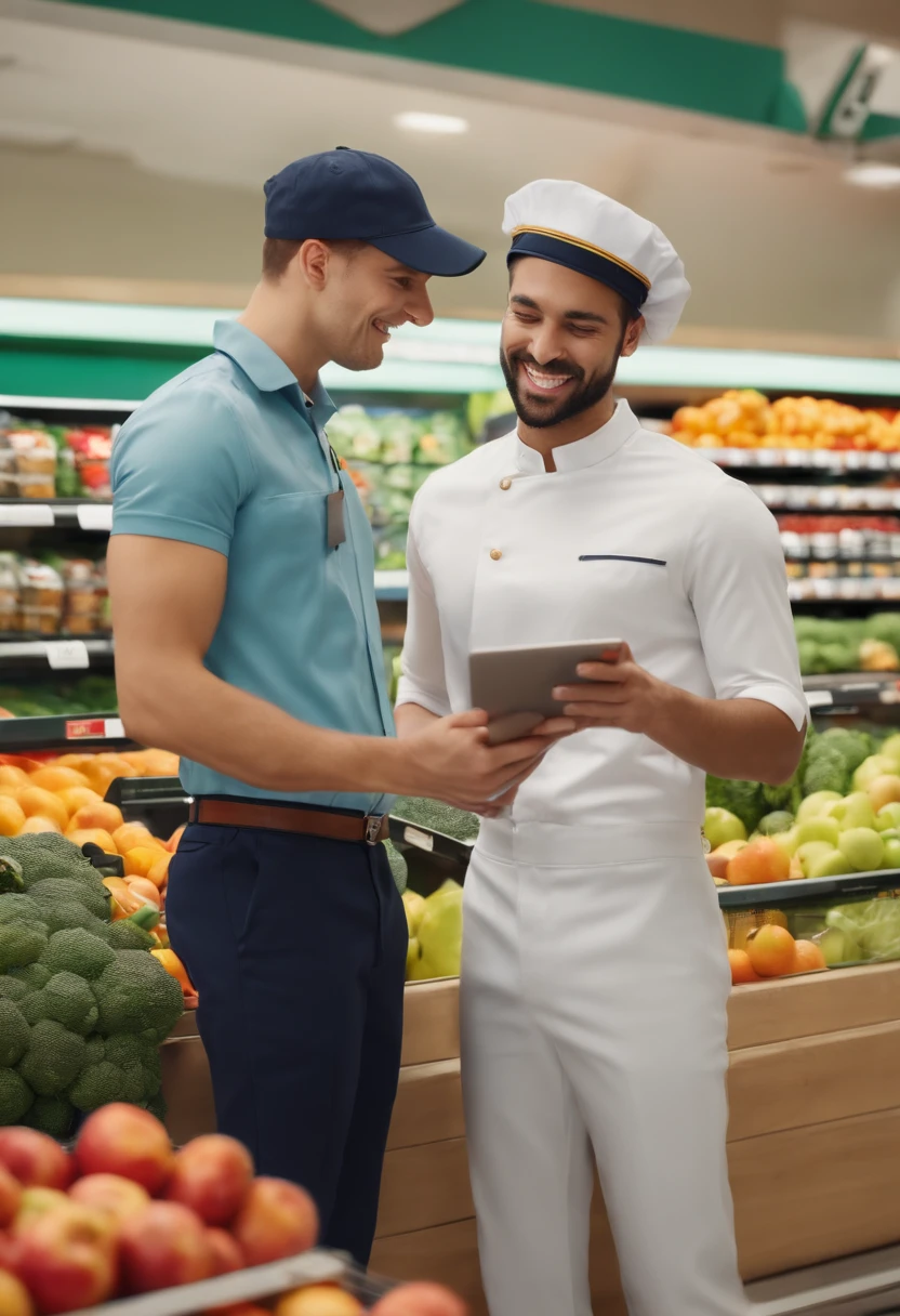 Two naked Men at a grocery store