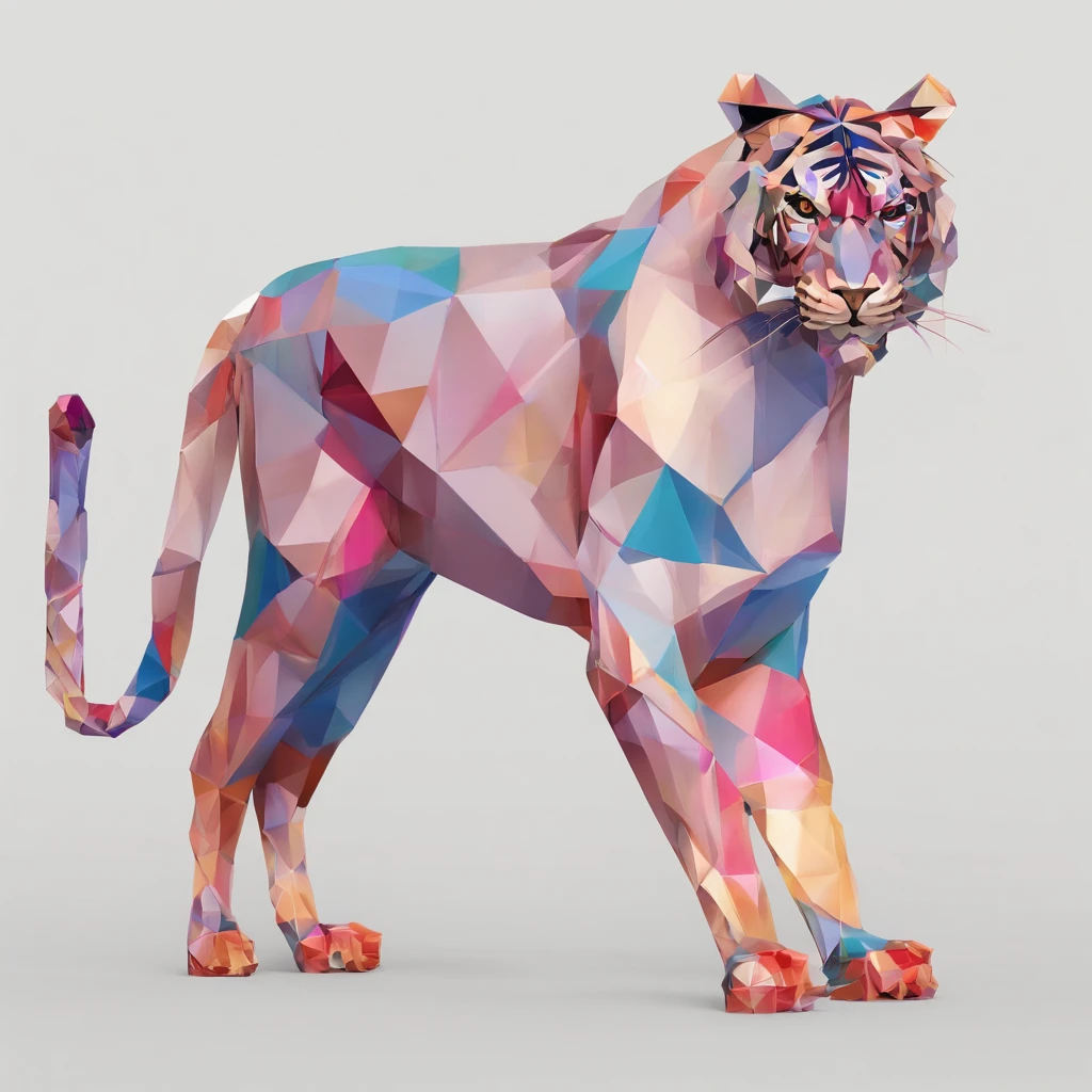 Alinhamento perfeito, Tigre pequeno bonito usando uma jaqueta,vasos de cristal,Rosa flor, wearing sunglasses, alegria, Standing position, beleza abstrata, Centrado, looking at the camera, Facing the camera, nearing perfection, Dynamic, altamente detalhado, liso, foco nítido, 8k, high-definition resolution, illustration, arte de Carne Griffiths e Wadim Kashin, fundo branco