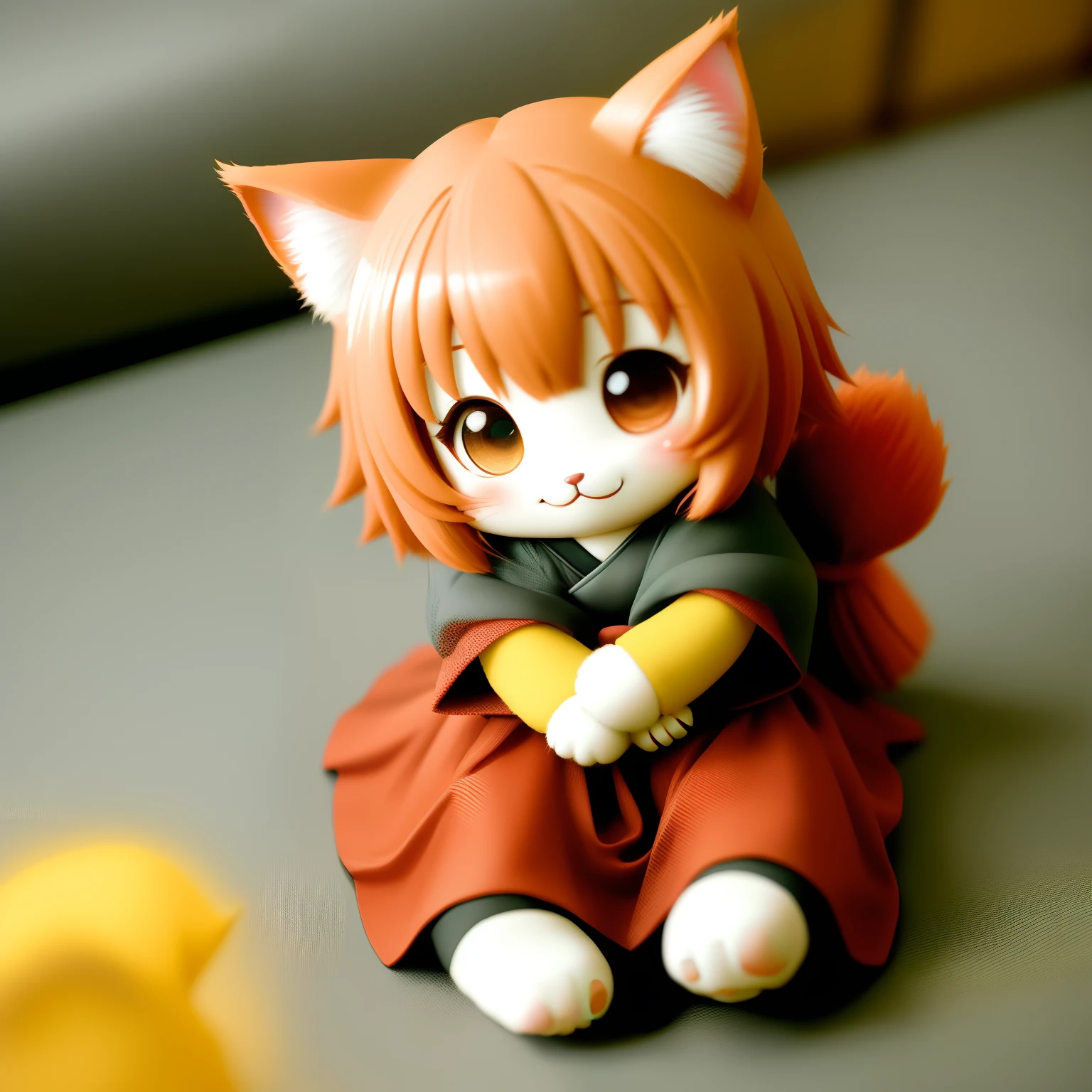 Chibi、kawaii、catgirl、a smile、Santōshin、Paws are cute