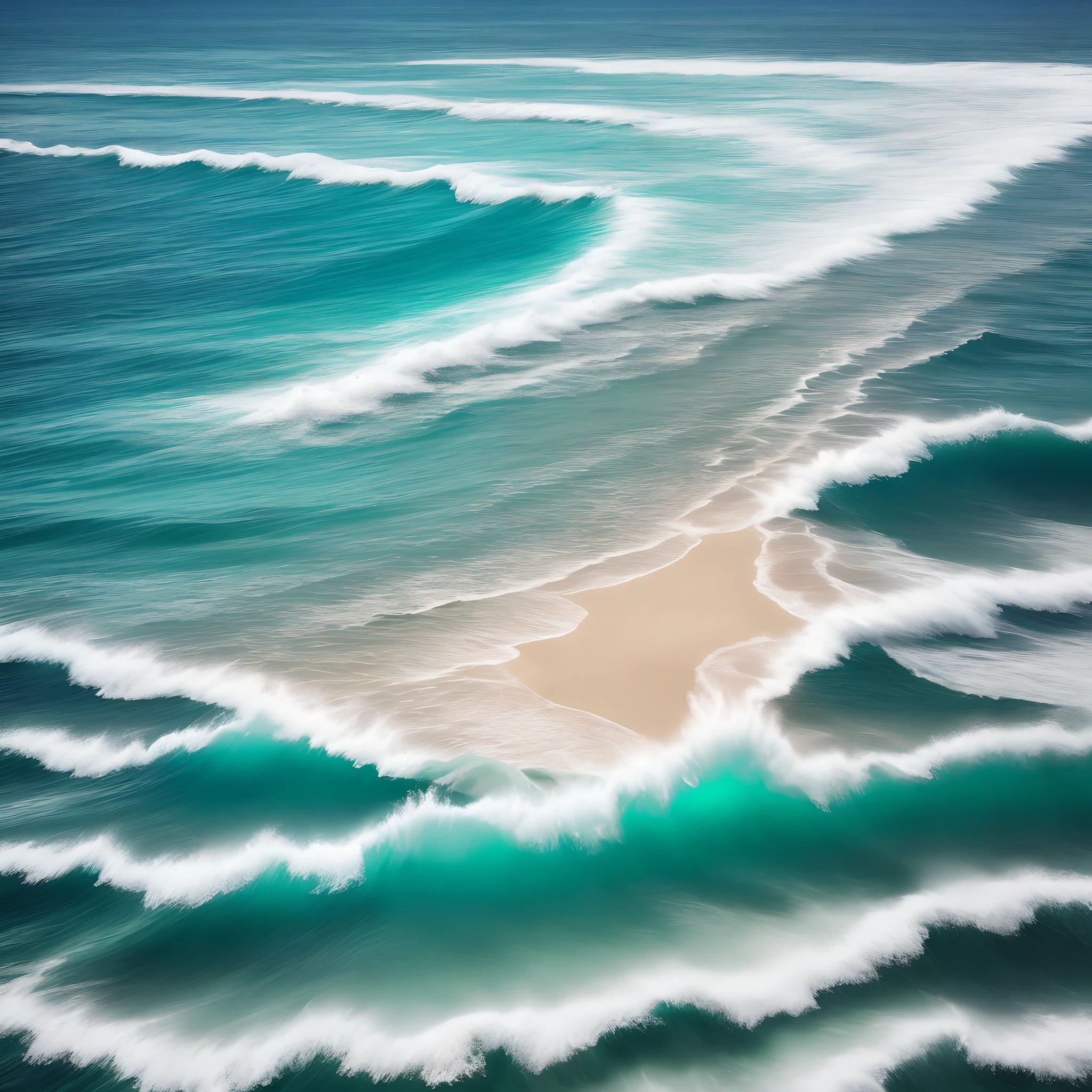 Crie um passaro branco, com asas vermelhas sobrevoando o oceano