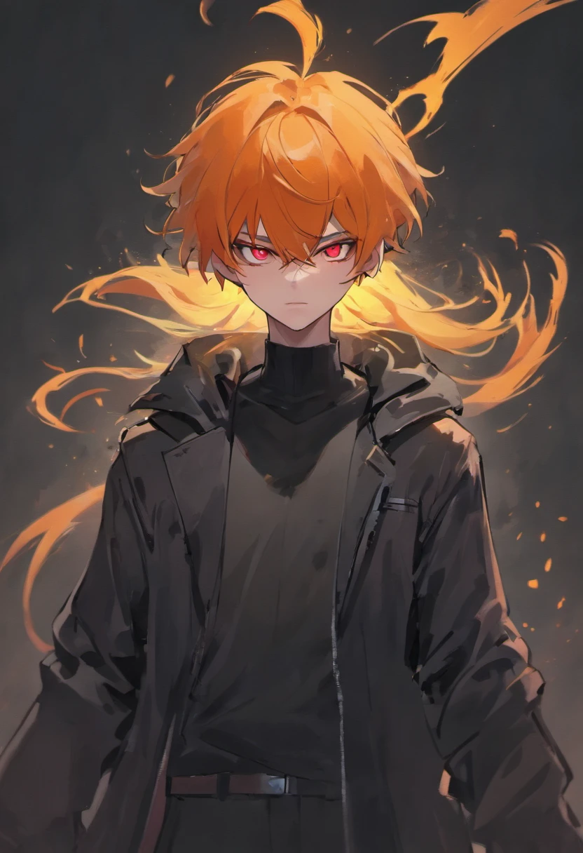 Benedick Bana STYLE DRAWING, MALE, KUNG FU ARTIST, has very long orange hair and red or orange eyes, wears his purple sunglasses, dressed in a a long black trenchcoat with shred at the edge, a black turtleneck shirt, matching pants and shoes. , Scott Adams STYLE DRAWING