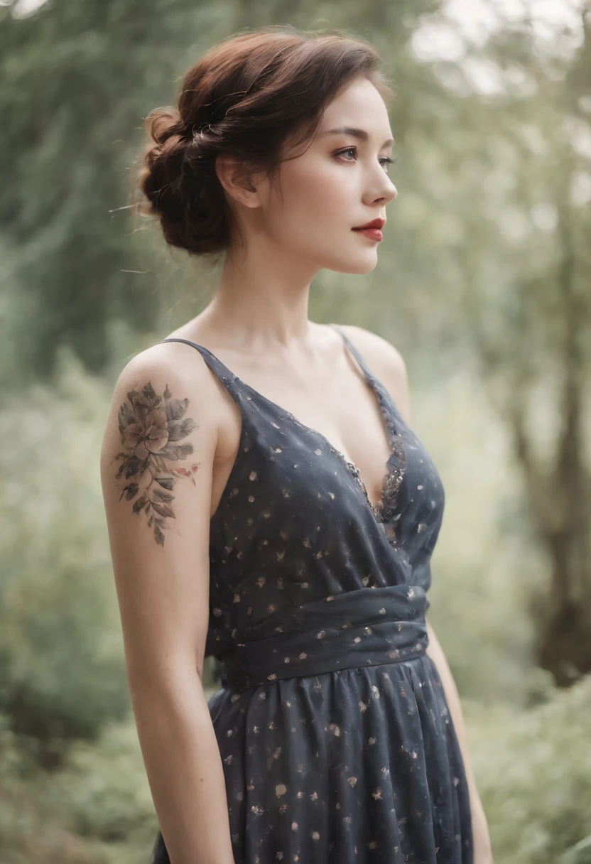 Simple watercolor, poster, Taisho Romantic, picaresque, retro, tattoo, full body, high definition