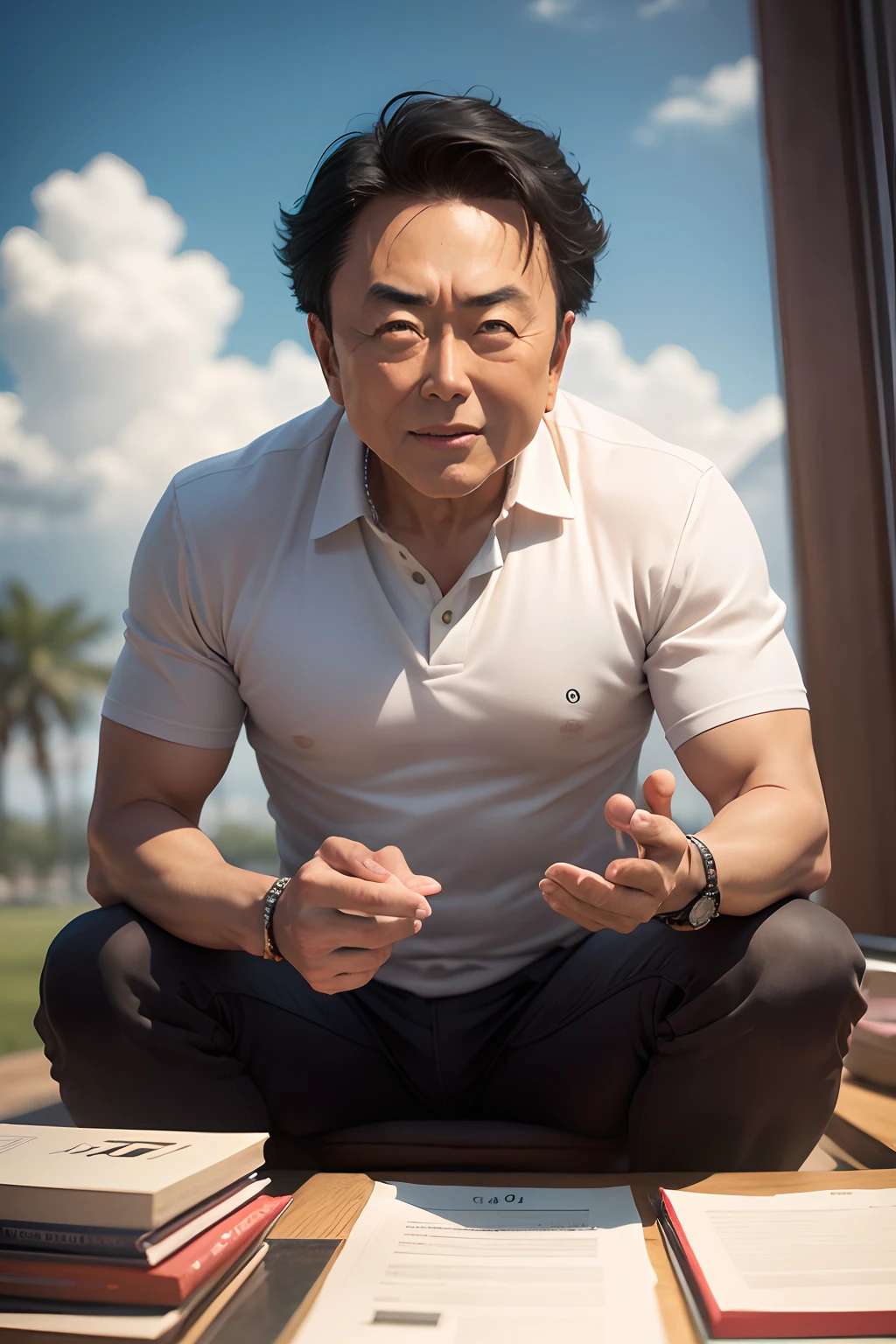 50yearsold,Hidetoshi Nakata,(Vincent Zhao: 1.3),Shirtless,Tong,Bulge,office room,black long socks,Thin,musculature,lbeard,fortitude,artwork of a,tmasterpiece,k hd,ssmile,Suits