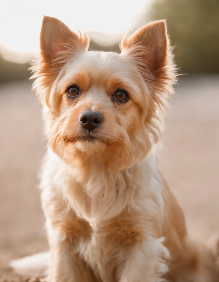 Make a Golddust Yorkshire dog from ear to toe,. This dog has a delicate snout and is a female. Ela esta mostrando um papel que segura com suas patas da frente. E ela tambem esta usando um lindo chaoeu bordado na cabeca.