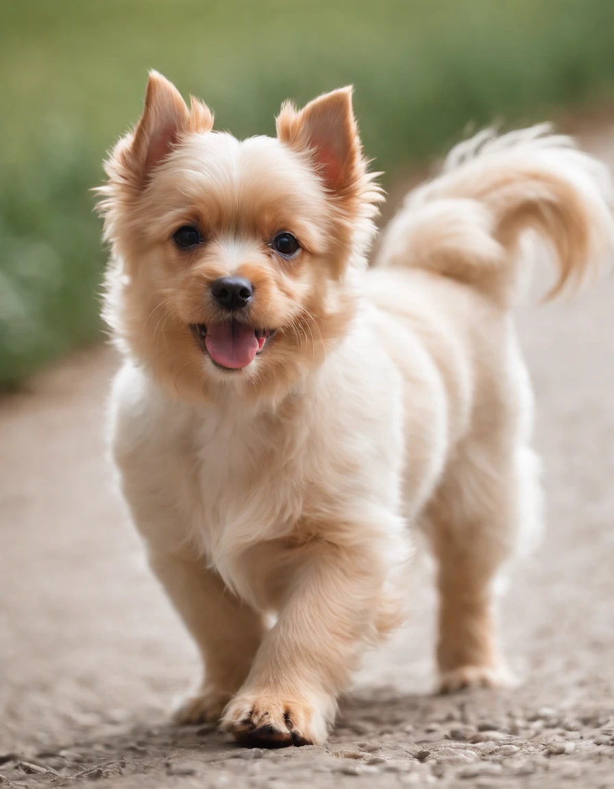 Make a Golddust Yorkshire dog from ear to toe,. This dog has a delicate snout and is a female. Ela esta mostrando um papel que segura com suas patas da frente. E ela tambem esta usando um lindo chaoeu bordado na cabeca.