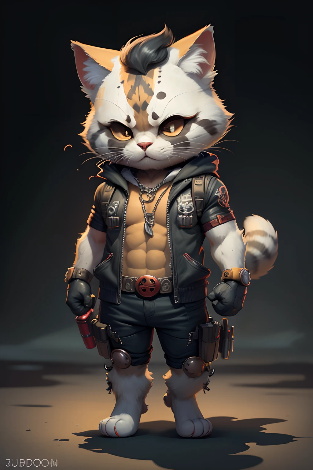 c4tt4stic, deadpool, cat, full body, intricate details