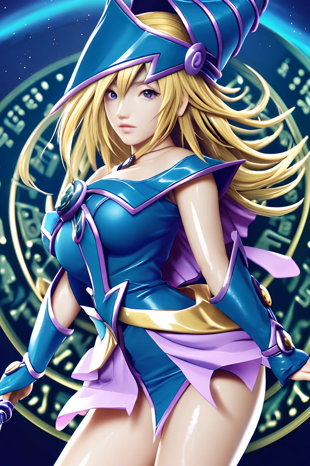 anime, Mujer, solamente, Cabello largo, They are smiling, debajo de los senos, cabello rubio dorado,  cabello lacio desordenado, cabello encrespado,  ojos amarillos dorados, cuerpo completo,  Orejas de caballo, Conjunto de punk rock,