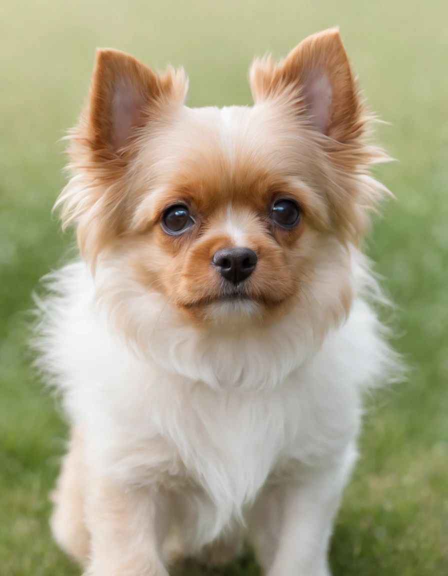 Make a Golddust Yorkshire breed dog from the ear standing,. This dog has a delicate snout and is a female. Ela esta mostrando um papel que segura com suas patas da frente. E ela tambem esta usando um lindo chaoeu bordado na cabeca.