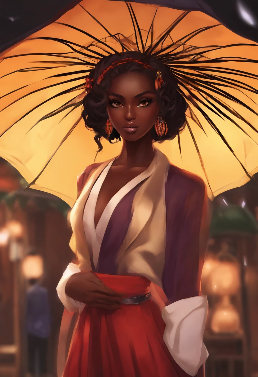Anime dark-skinned geireen eyes and umbrella, Fan