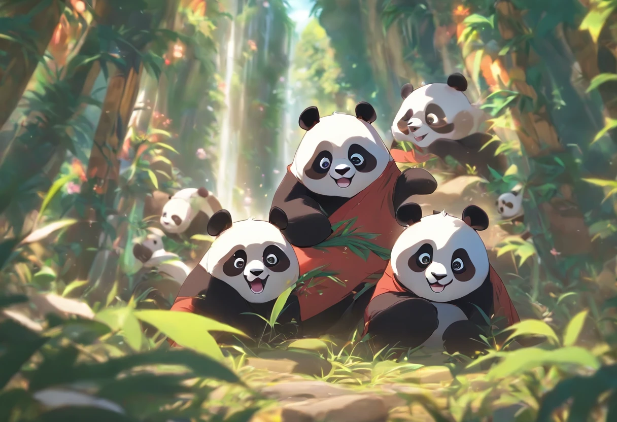 3Full-body pandas are put to the test during their adventure,Has big eyes,Blushlush,lazy,greet, 。.。.。.3D, 4K