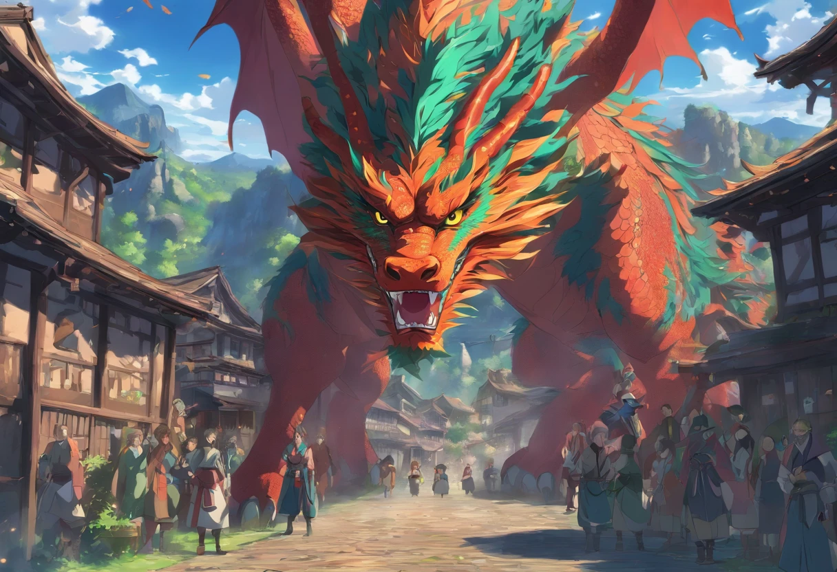 The dragon、Rampaging in a small village