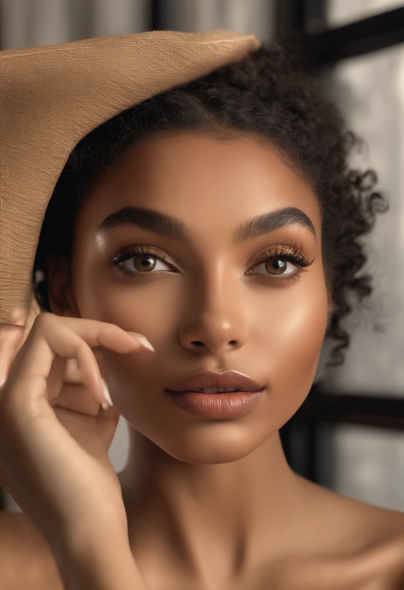 (studio lighting,ultra-detailed)Yara Shahidi,beautiful detailed eyes,beautiful detailed lips,extremely detailed eyes and face,longeyelashes,natural beauty,[](realistic,photorealistic,photo-realistic:1.37),(best quality,4k,8k,highres,masterpiece:1.2),vivid colors,soft lighting,subtle shadows,glowing skin,sexy pose,artistic photography