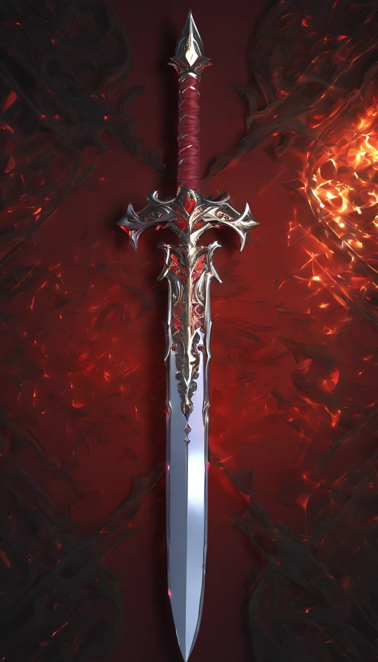 Espada de cristal negro, irradiada com luzes vermelhas, poderosa, Sword of a demon