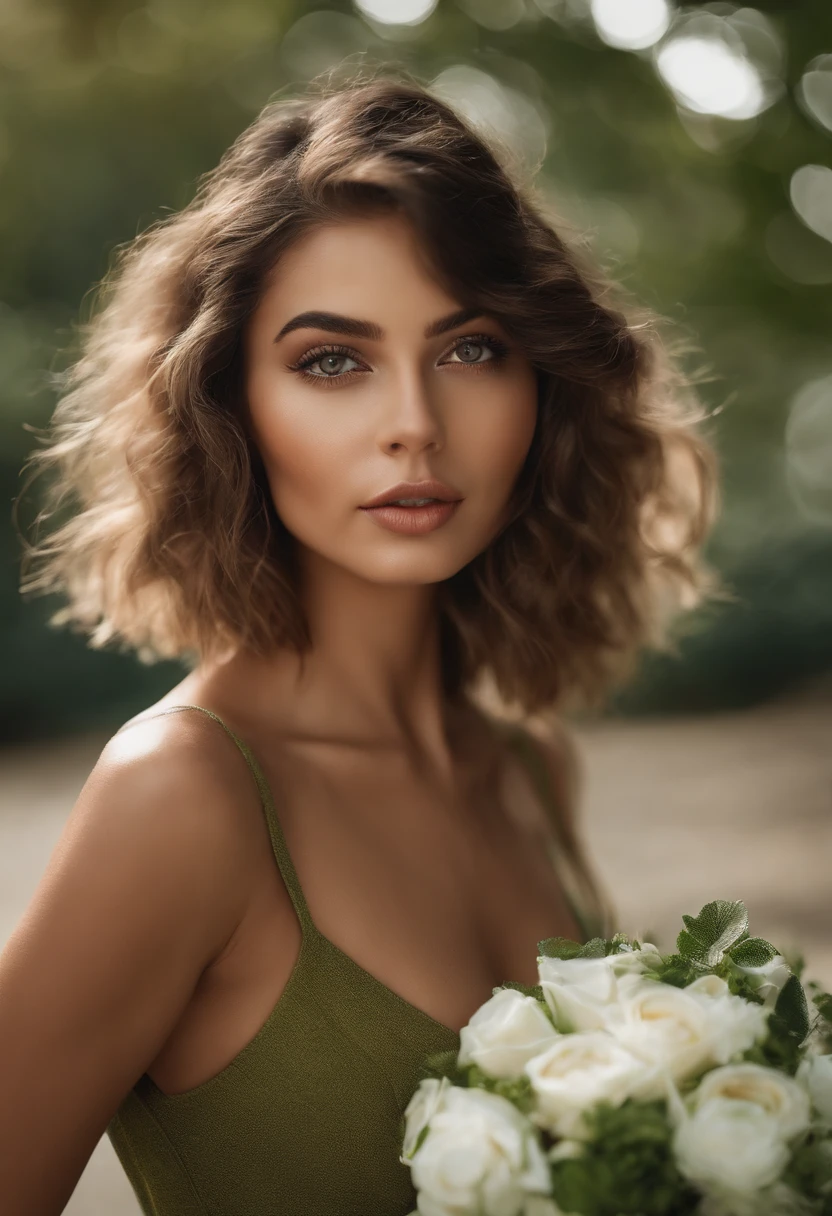 mulher arafed com uma regata branca e um colar, ??????????? com olhos verdes, Retrato Sophie Mudd, cabelos castanhos e olhos grandes, selfie de uma jovem mulher, Olhos do quarto, Violeta Myers, sem maquiagem, maquiagem natural, Looking directly at the camera, Rosto com ArtGram, maquiagem sutil, Impressionante tiro de corpo inteiro, piercing olhos verdes vestido vermelho