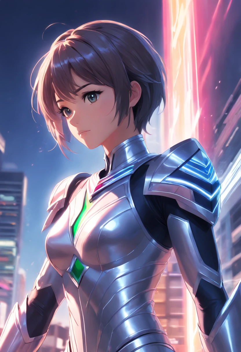 1female, Silver Ranger, silverarmor, Silver Power Ranger, Black stripes, Ultra HD, photo realism
