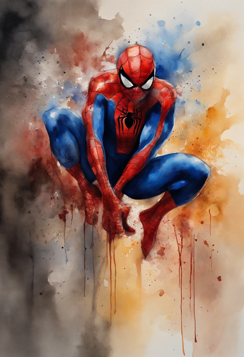 Homem aranha,realista,hiper realismo, Athletic muscle,com o trage vermelho e azul saturado com textura. E uma jaqueta por cima do traje