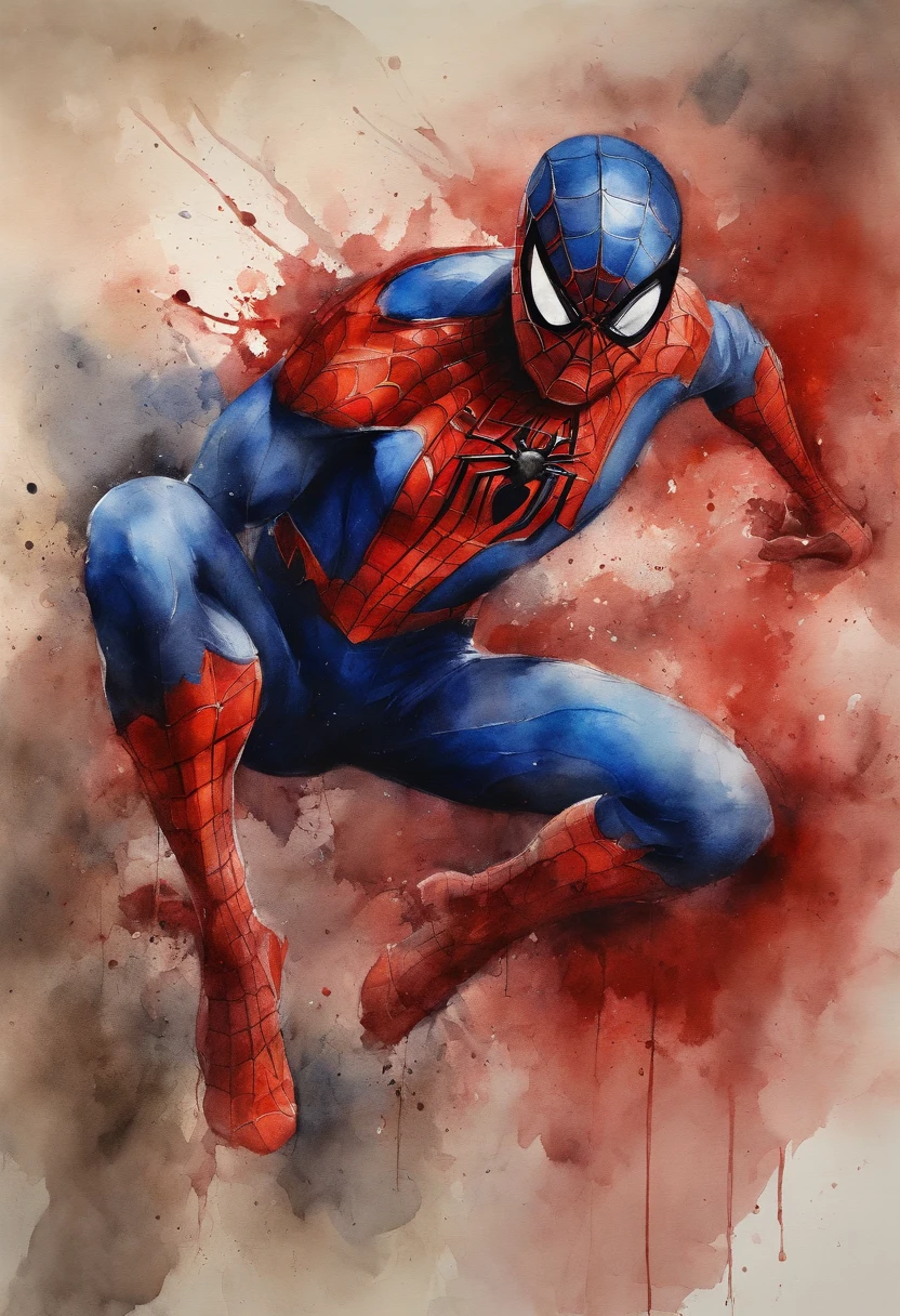 Homem aranha,realista,hiper realismo, Athletic muscle,com o trage vermelho e azul saturado com textura. E uma jaqueta por cima do traje. Sex