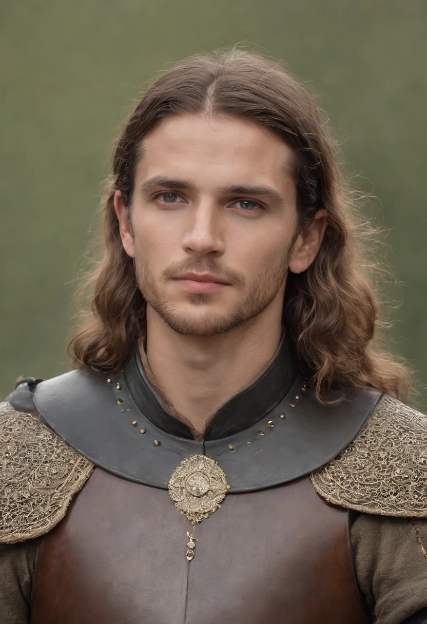garoto lindo angelical, cabelo castanho e curto olhos azul brilhante, olho azul, no trono, corpo forte, rosto focado, armadura preta, corpo perfeito definido, prince, roupa preta, Serious challenging face, corpo inteiro, batalha, foto focada, em um castelo do lado de fora, rosto sem barba rosto liso jovial, foto estilo era medieval, lugar medieval, com espadas, poder de gelo e fogo.