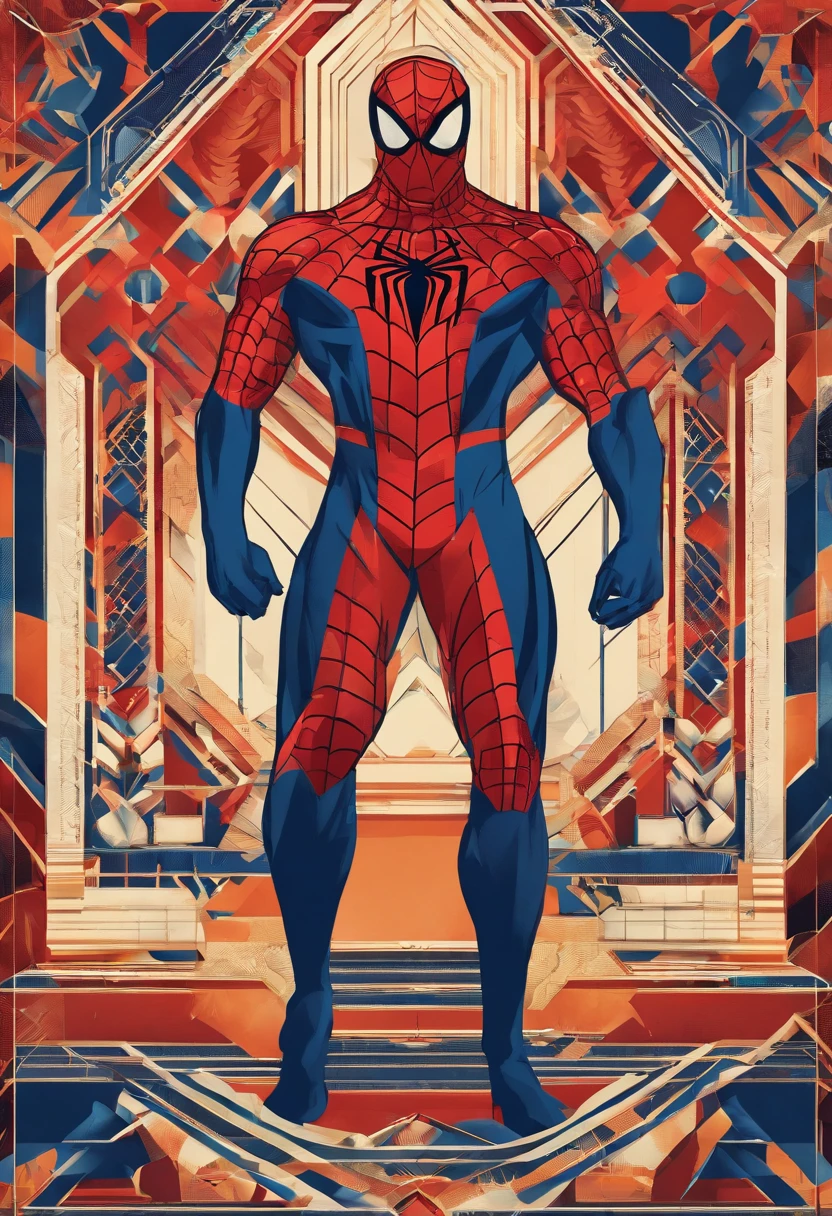 Homem aranha,realista,hiper realismo, Athletic muscle,com o trage vermelho e azul saturado com textura. E uma jaqueta por cima do traje. Sex