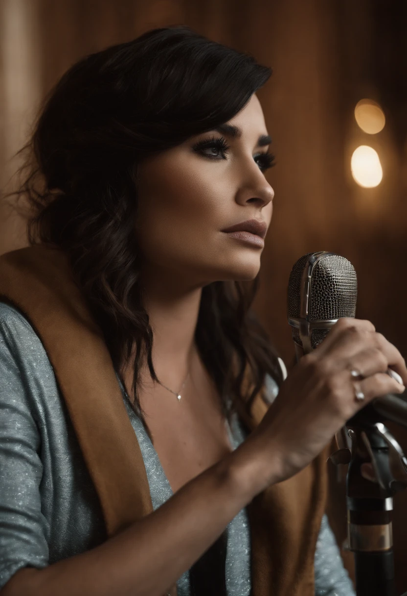 Demi Lovato cantando loira
