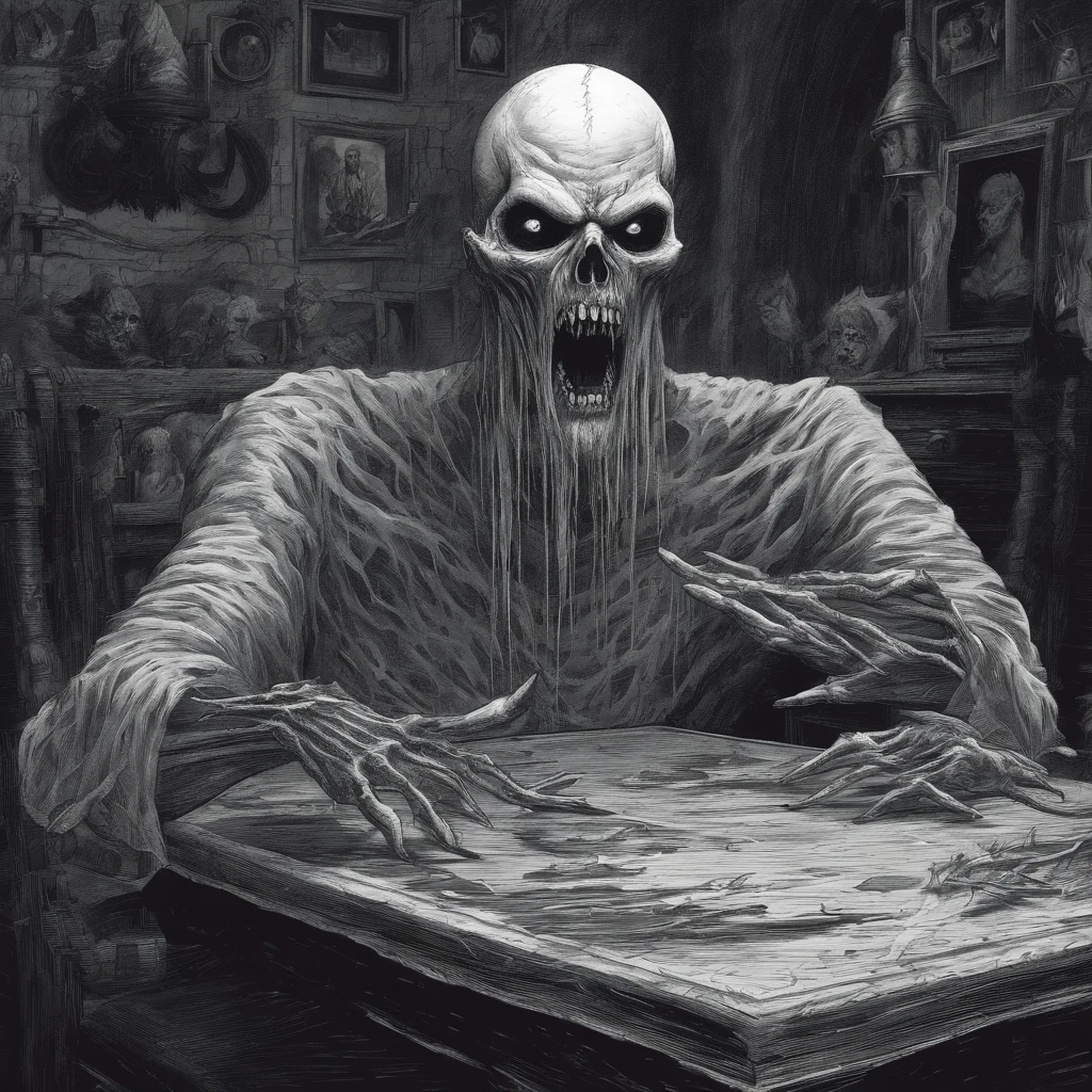 homem golpeando uma mesa, cabelos brancos, barba branca, olhos vermelhos, expression screaming furiously, roupa de couto, gotic, gothic style, detalhado