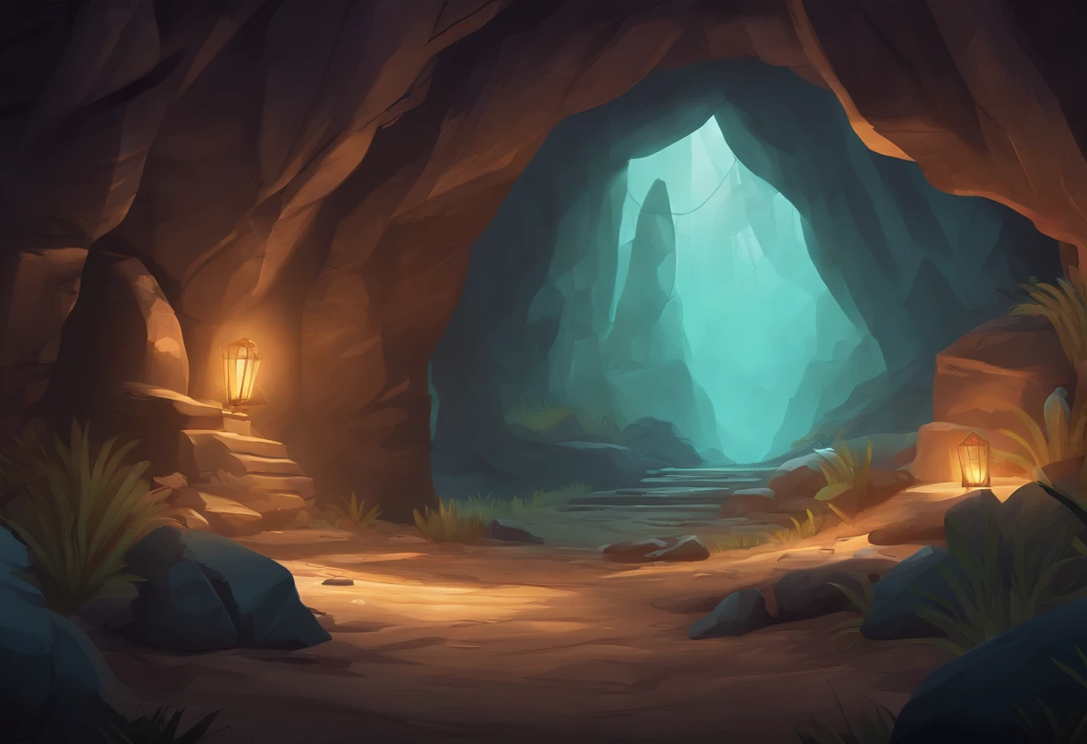 background art for 2d game, inside cave scenario, background battlefield, high quality, hd illustration,
